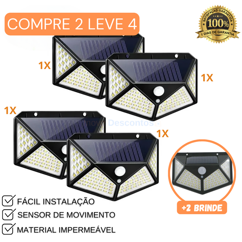Kit Refletor Solar Impermeável com Sensor de Presença (COMPRE 2 LEVE 4)