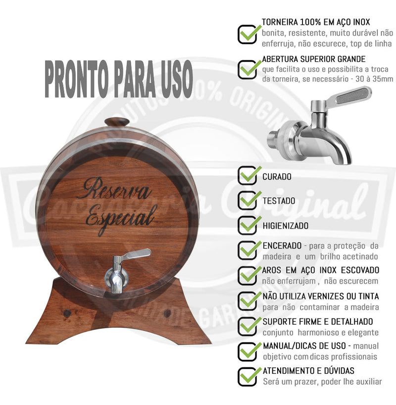 Barril De Jequitibá 20 Litros - (Personalizamos nome)
