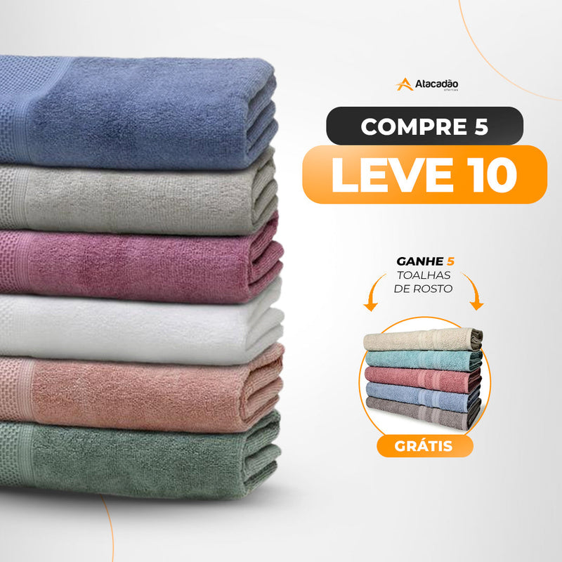 10 Toalhas Banhão Gigante + 5 Toalhas de Rosto de BRINDE